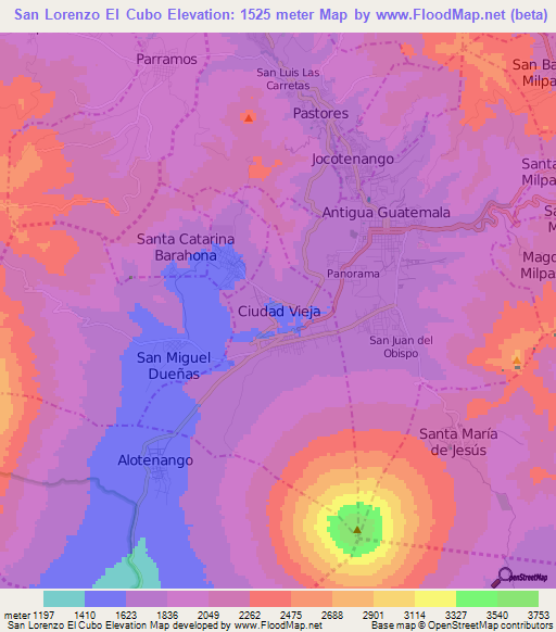 San Lorenzo El Cubo,Guatemala Elevation Map