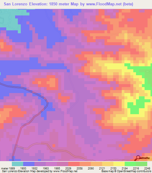 San Lorenzo,Guatemala Elevation Map