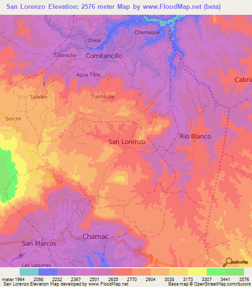 San Lorenzo,Guatemala Elevation Map