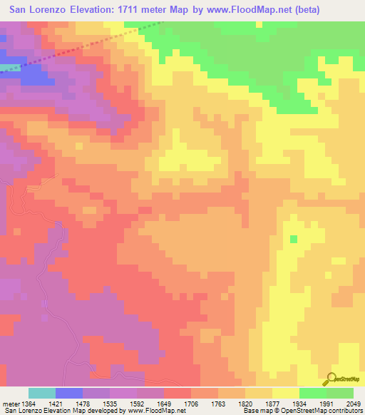 San Lorenzo,Guatemala Elevation Map