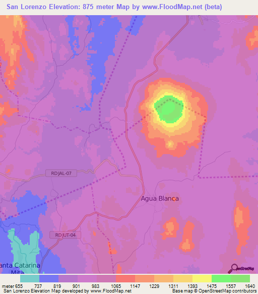 San Lorenzo,Guatemala Elevation Map