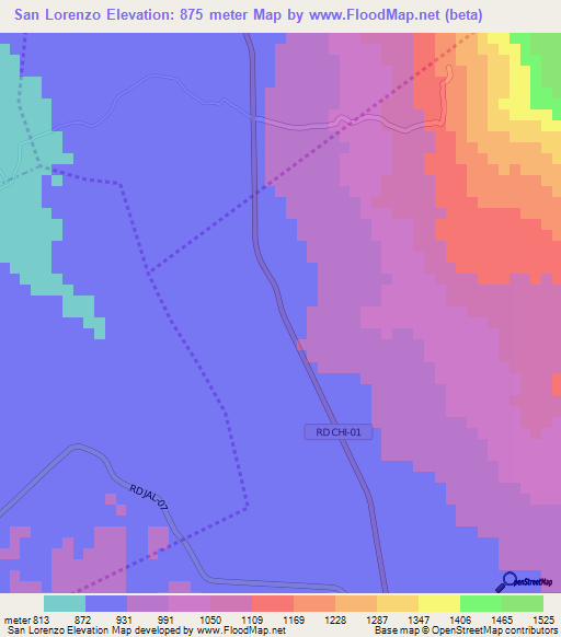 San Lorenzo,Guatemala Elevation Map