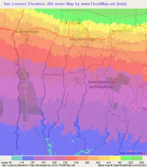 San Lorenzo,Guatemala Elevation Map