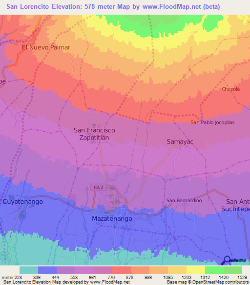 San Lorencito,Guatemala Elevation Map