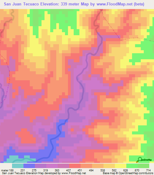 San Juan Tecuaco,Guatemala Elevation Map