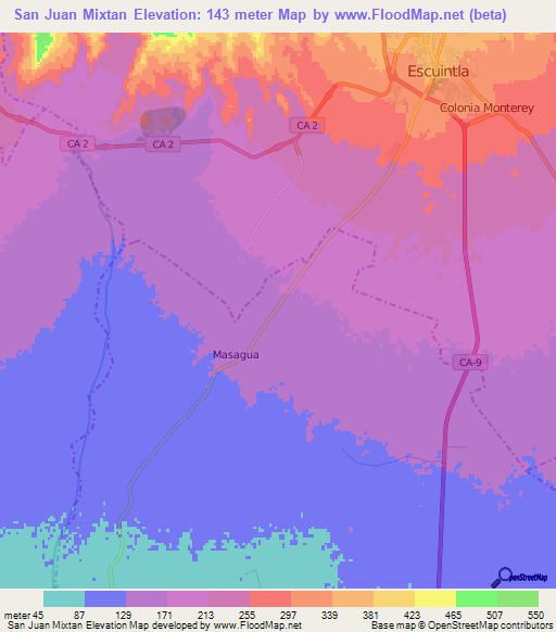 San Juan Mixtan,Guatemala Elevation Map