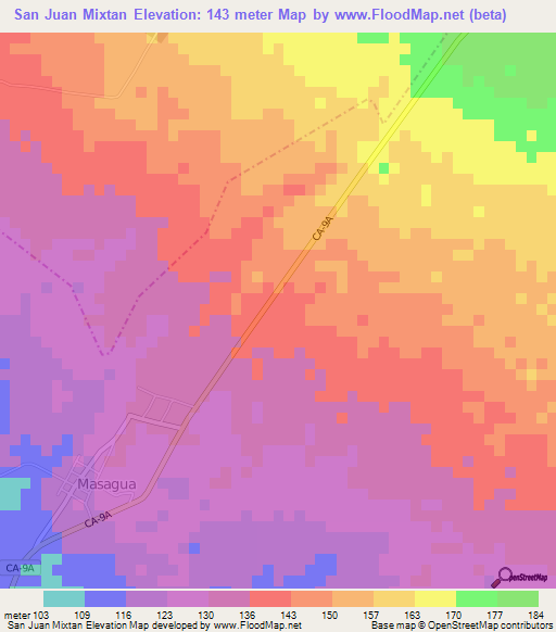 San Juan Mixtan,Guatemala Elevation Map