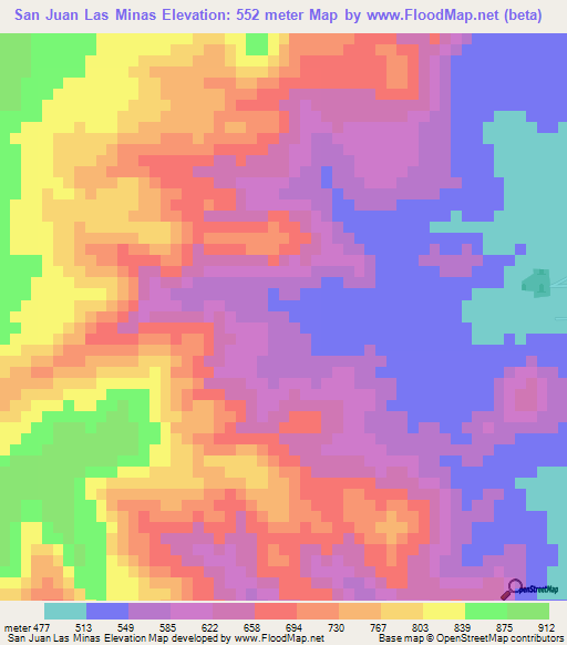 San Juan Las Minas,Guatemala Elevation Map