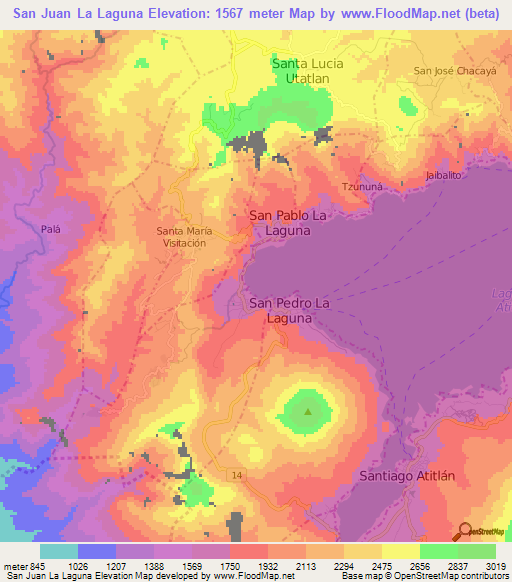 San Juan La Laguna,Guatemala Elevation Map