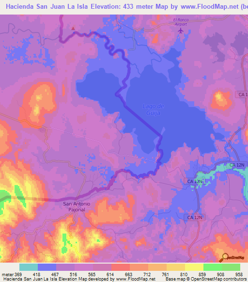 Hacienda San Juan La Isla,Guatemala Elevation Map