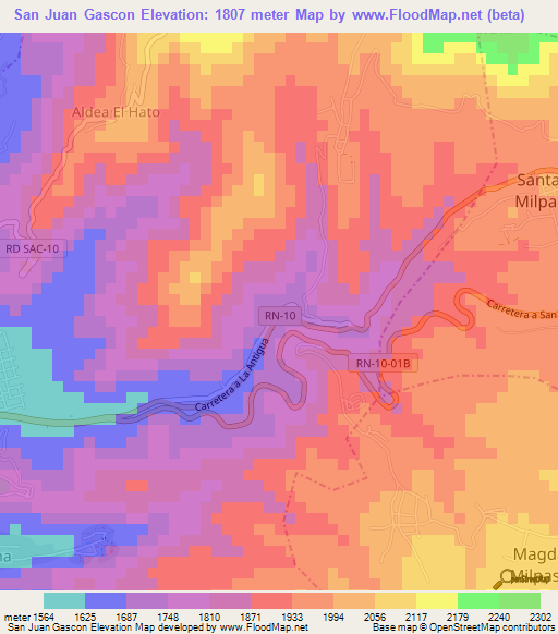 San Juan Gascon,Guatemala Elevation Map