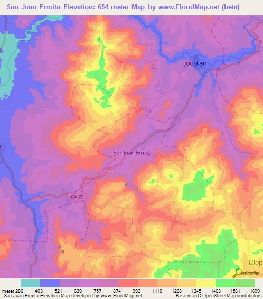 San Juan Ermita,Guatemala Elevation Map