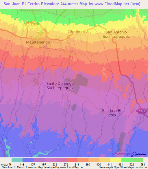 San Juan El Cerrito,Guatemala Elevation Map