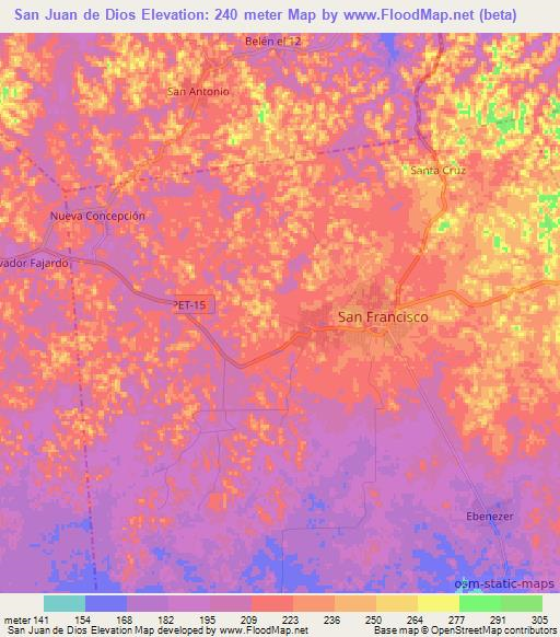 San Juan de Dios,Guatemala Elevation Map
