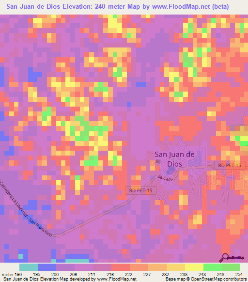 San Juan de Dios,Guatemala Elevation Map