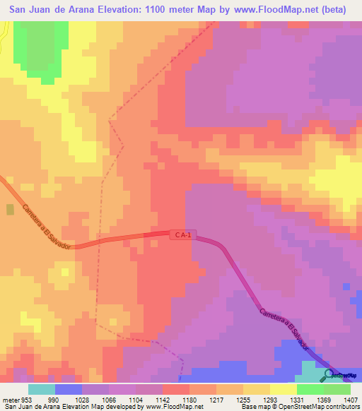 San Juan de Arana,Guatemala Elevation Map