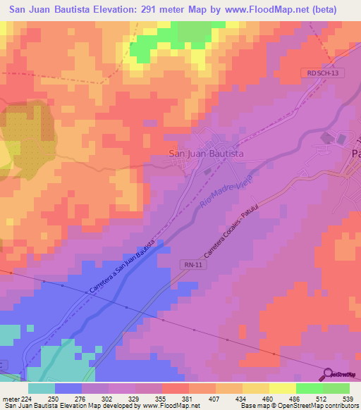 San Juan Bautista,Guatemala Elevation Map