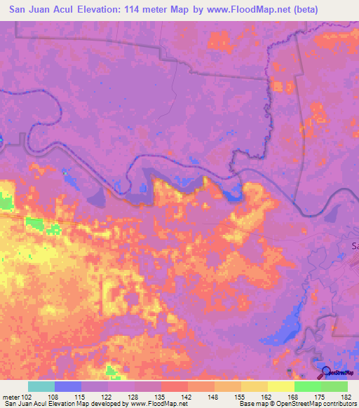 San Juan Acul,Guatemala Elevation Map