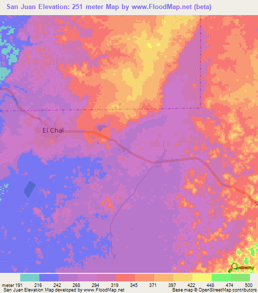San Juan,Guatemala Elevation Map