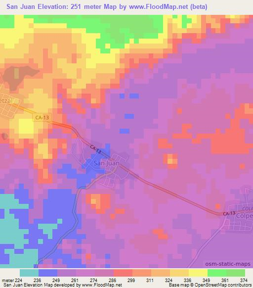 San Juan,Guatemala Elevation Map