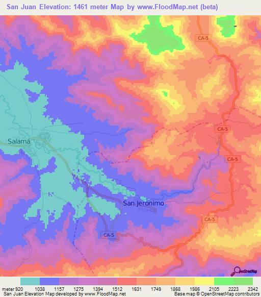 San Juan,Guatemala Elevation Map