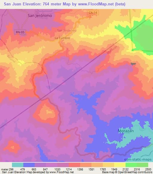 San Juan,Guatemala Elevation Map