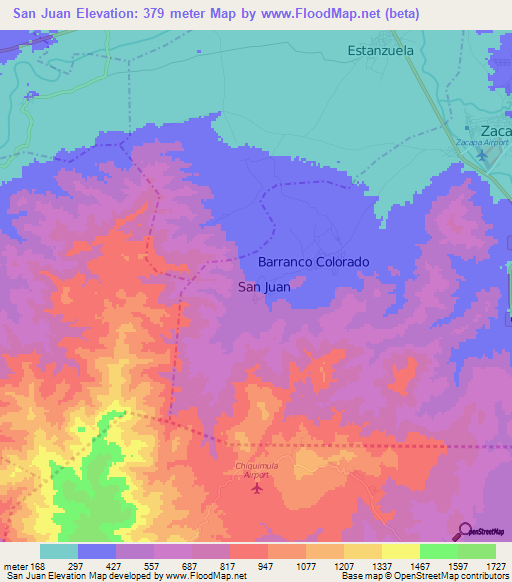 San Juan,Guatemala Elevation Map