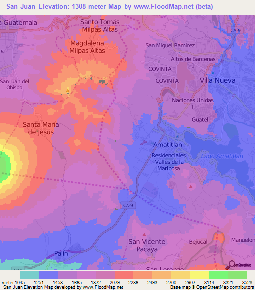 San Juan,Guatemala Elevation Map