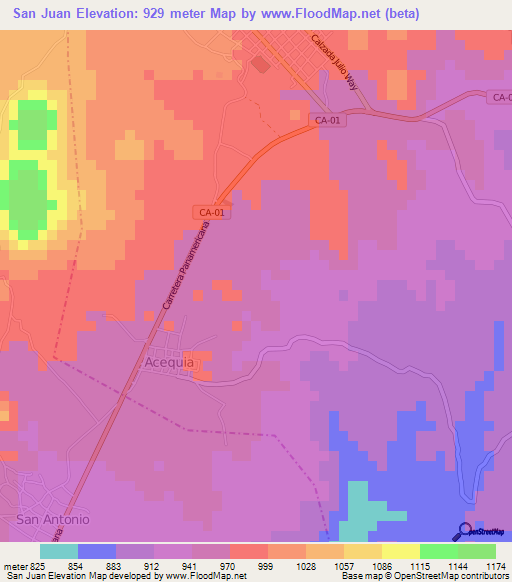 San Juan,Guatemala Elevation Map