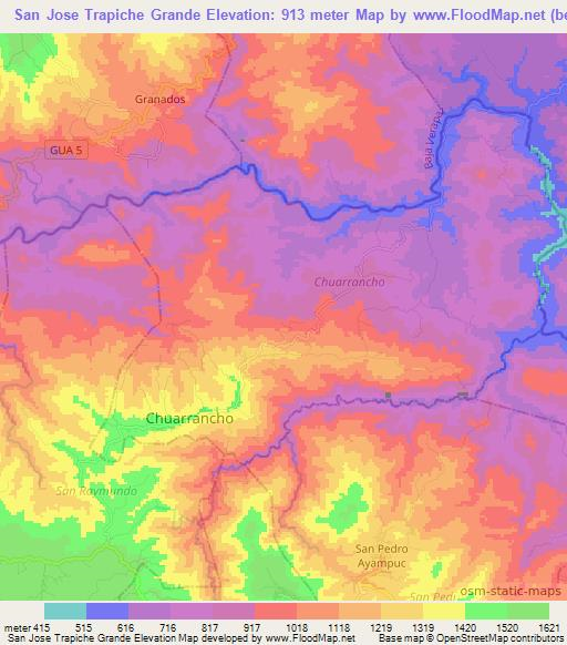 San Jose Trapiche Grande,Guatemala Elevation Map