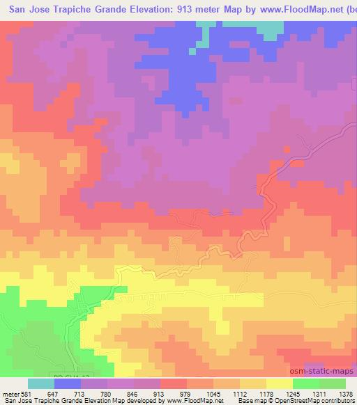 San Jose Trapiche Grande,Guatemala Elevation Map