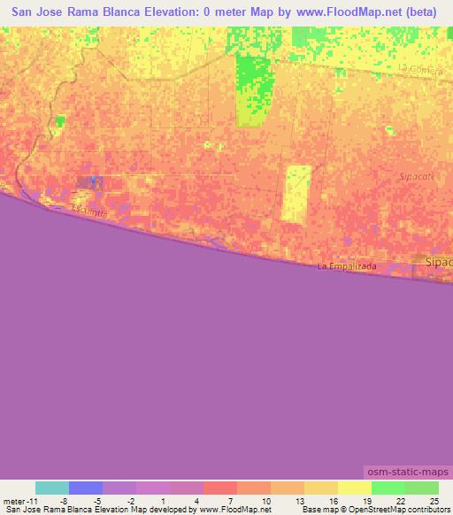 San Jose Rama Blanca,Guatemala Elevation Map