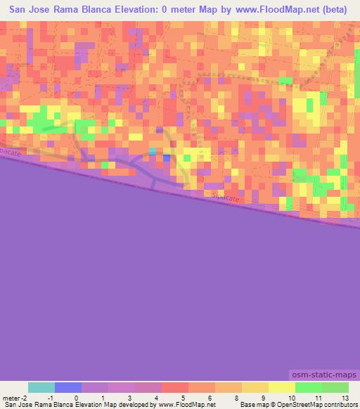 San Jose Rama Blanca,Guatemala Elevation Map