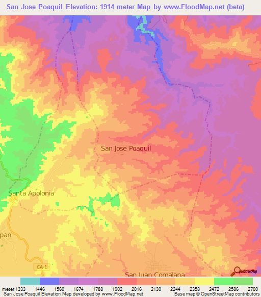 San Jose Poaquil,Guatemala Elevation Map