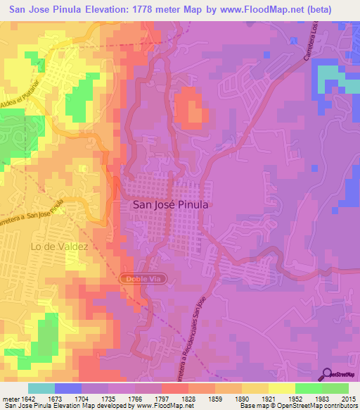 San Jose Pinula,Guatemala Elevation Map