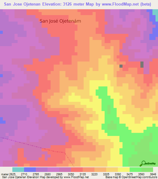 San Jose Ojetenan,Guatemala Elevation Map