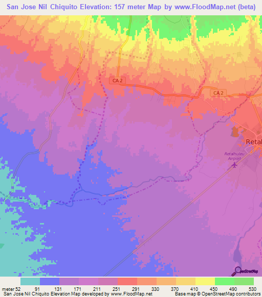 San Jose Nil Chiquito,Guatemala Elevation Map