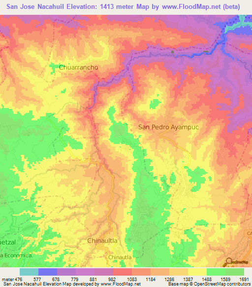 San Jose Nacahuil,Guatemala Elevation Map