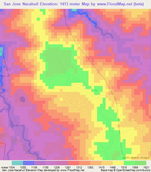 San Jose Nacahuil,Guatemala Elevation Map