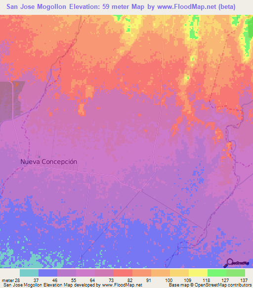 San Jose Mogollon,Guatemala Elevation Map