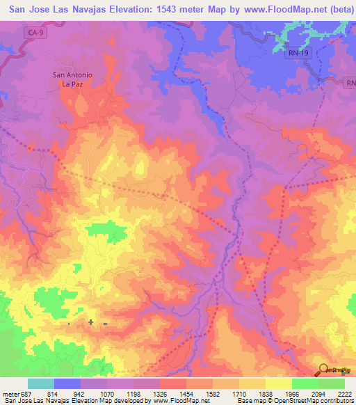 San Jose Las Navajas,Guatemala Elevation Map