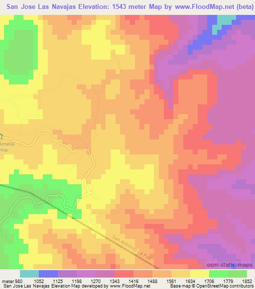 San Jose Las Navajas,Guatemala Elevation Map