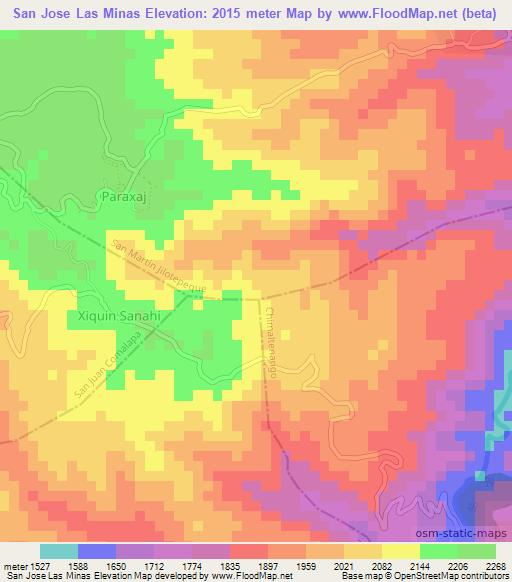 San Jose Las Minas,Guatemala Elevation Map