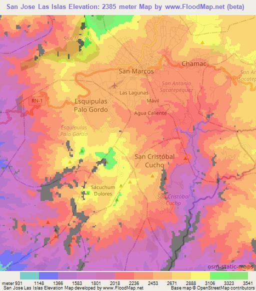 San Jose Las Islas,Guatemala Elevation Map