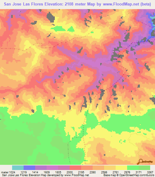 San Jose Las Flores,Guatemala Elevation Map