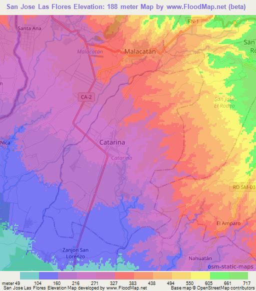 San Jose Las Flores,Guatemala Elevation Map