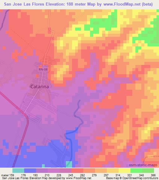 San Jose Las Flores,Guatemala Elevation Map