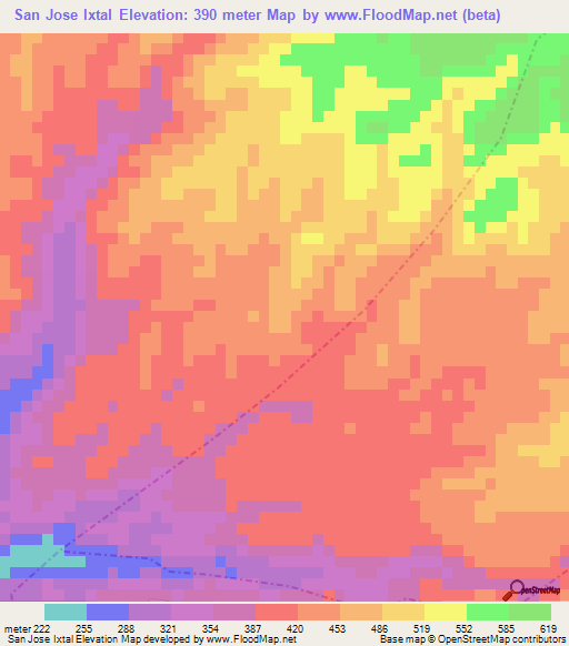 San Jose Ixtal,Guatemala Elevation Map