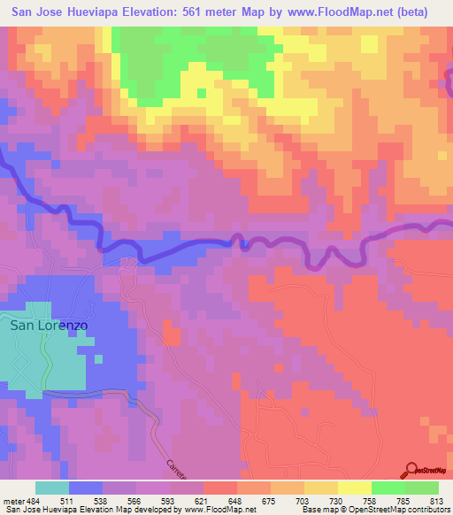 San Jose Hueviapa,Guatemala Elevation Map