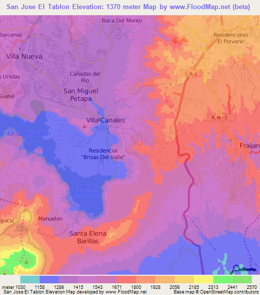 San Jose El Tablon,Guatemala Elevation Map